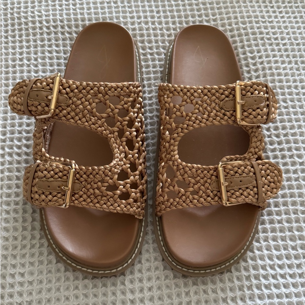 Joie Brown Woven Buckle Sandals